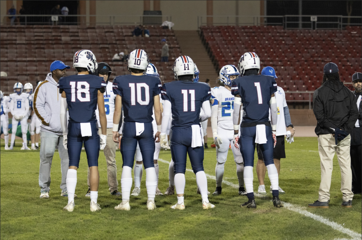 Knights and Bulls Captains meet before game.